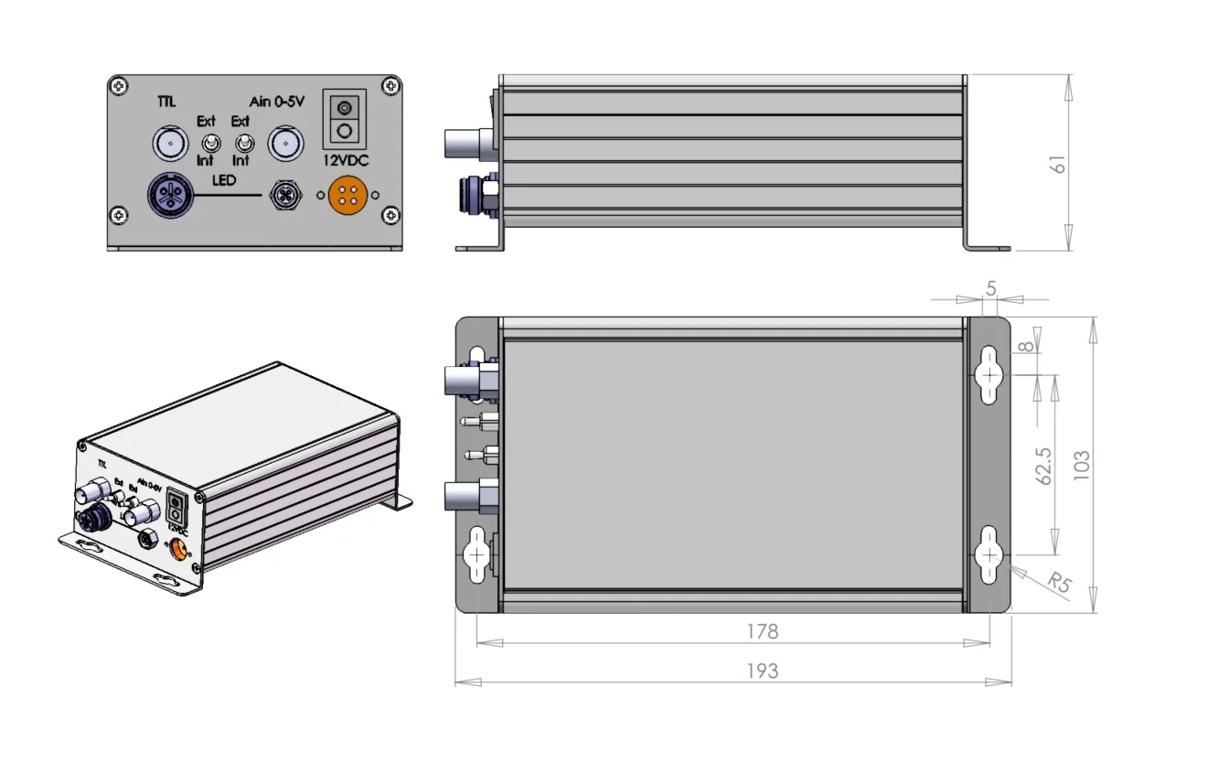 Drawing of UHPTLCC-02-OEM LED Controller